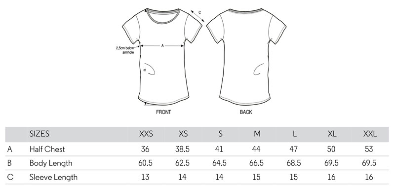 Danga organic cotton woman medium fit t-shirt size spec